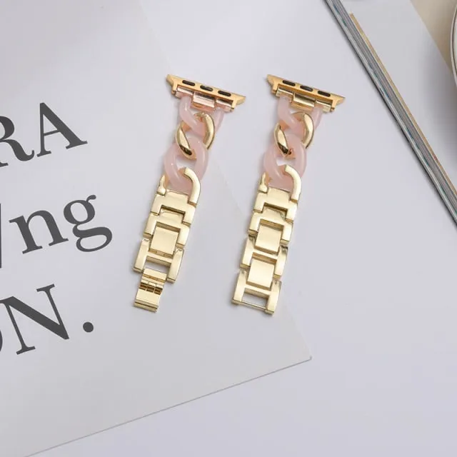 Resin High-Quality Steel Strap for Apple Series 7 6 5 4 Luxury Correa