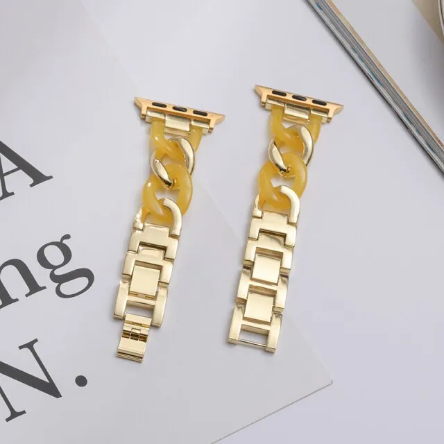 Resin High-Quality Steel Strap for Apple Series 7 6 5 4 Luxury Correa