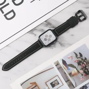 Retro Leather Loop Wristband Black Buckle/Adapter Bracelet Series 7 6