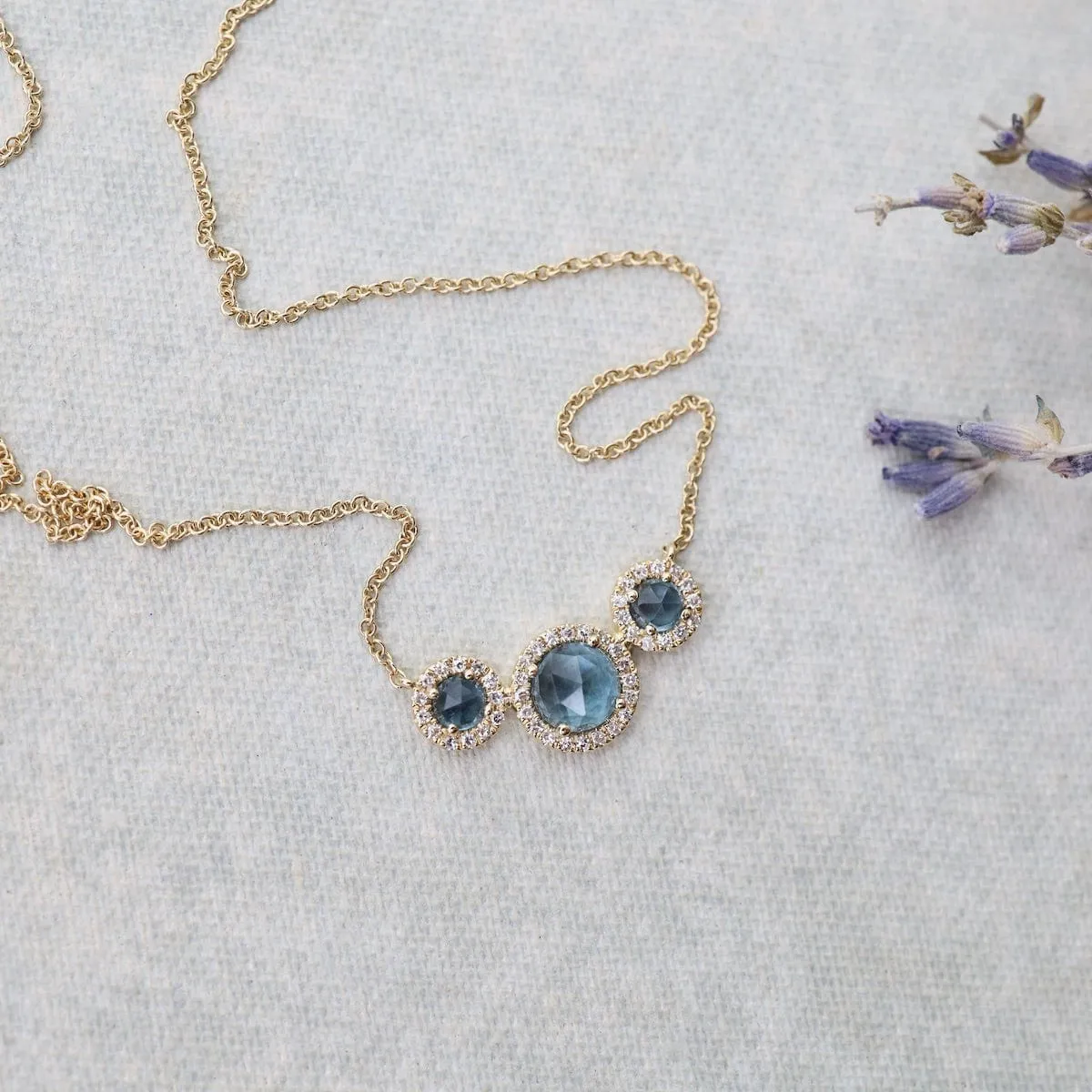 Rosie Bar Necklace with London Blue Topaz