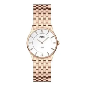 ROTARY LADIES ROSE GOLD COLOURED ULTRA SLIM BRACELET WATCH LB08204/02