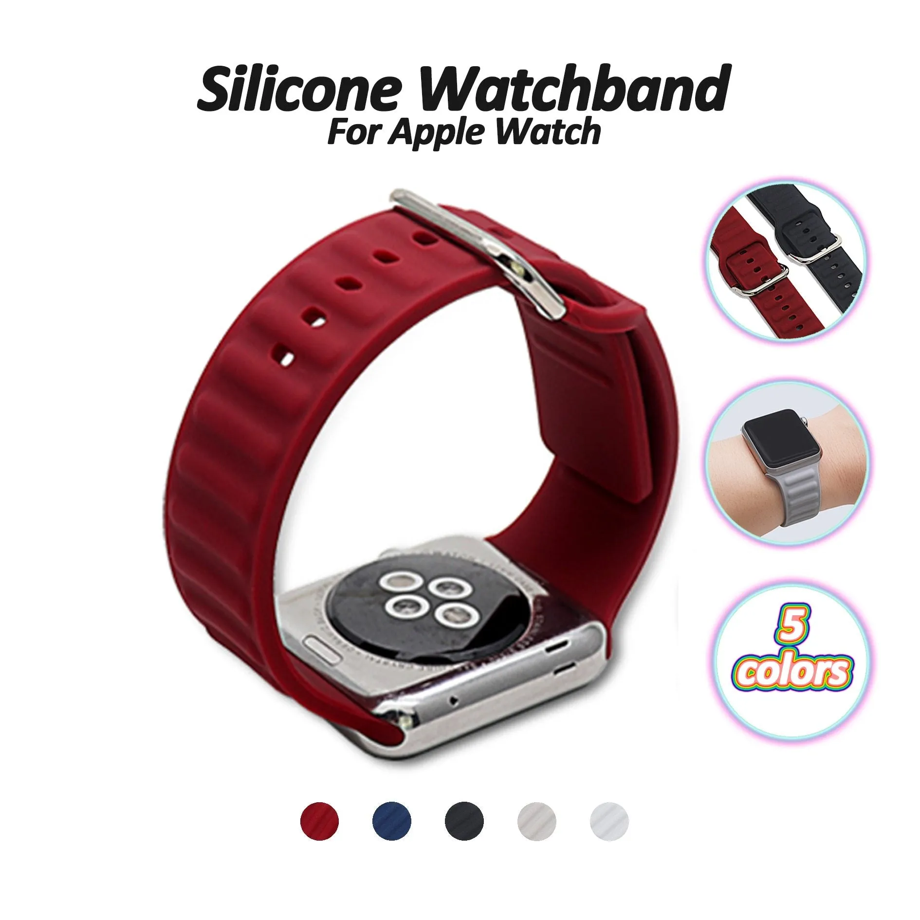Rubber loop Strap Series 7 6 5 4 Sports Waterproof Silicone Wristband