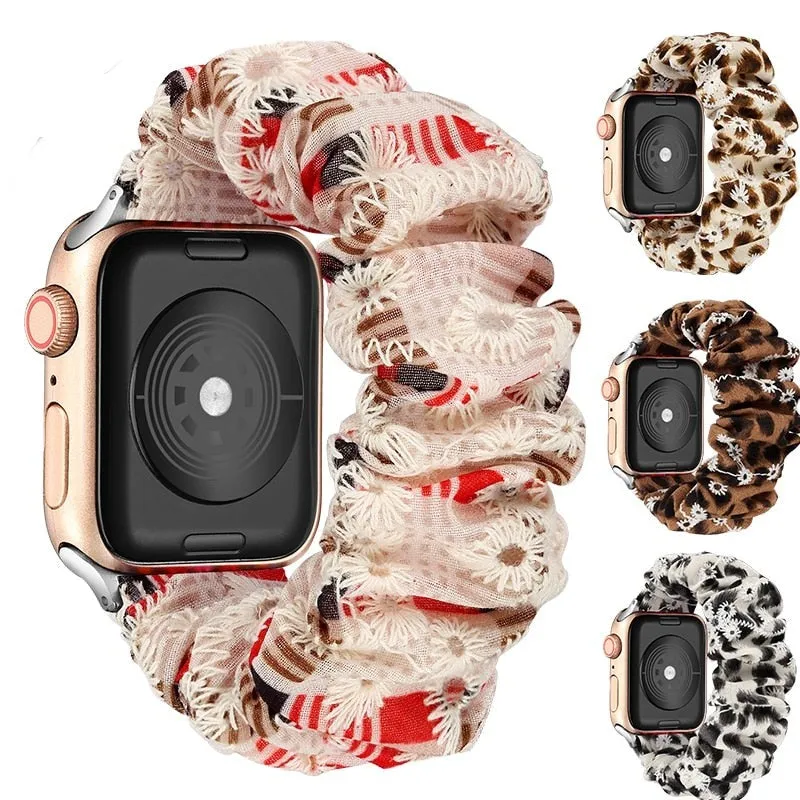 Scrunchie Elastic Band Strap for Apple Watch Series 7 6 5 4 Wristband