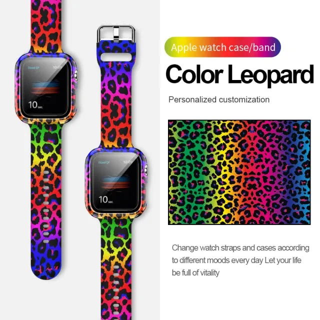 Silicone Leopard Strap   Case Replacement Wristband Series 6 5 4