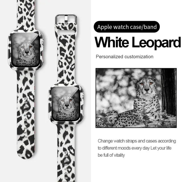 Silicone Leopard Strap   Case Replacement Wristband Series 6 5 4