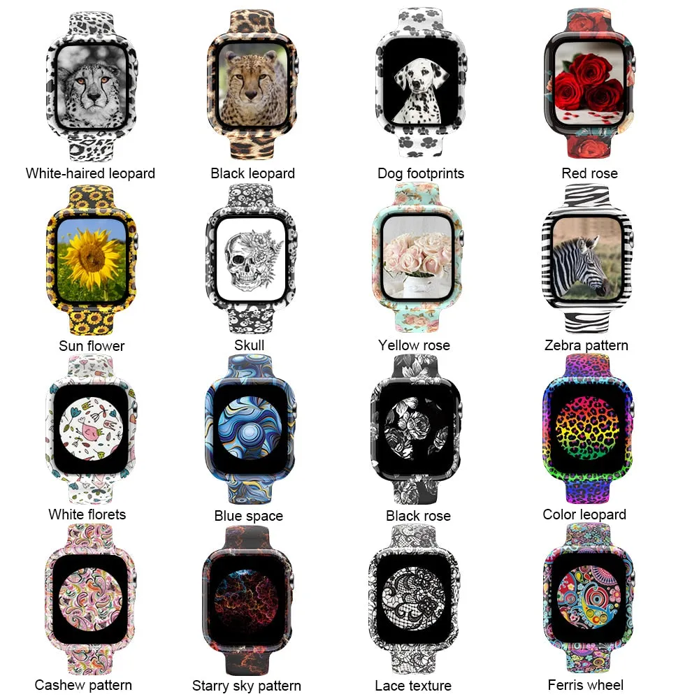 Silicone Leopard Strap   Case Replacement Wristband Series 6 5 4