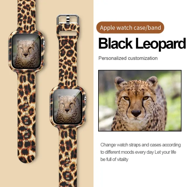 Silicone Leopard Strap   Case Replacement Wristband Series 6 5 4