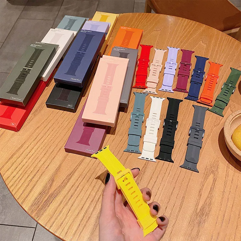 Silicone Strap For Apple Watch Band Series 7 6 5 4 3 Bracelet iWatch Series 38/40/41mm 42/44/45mm Smartwatch Rubber Wristband |Watchbands|