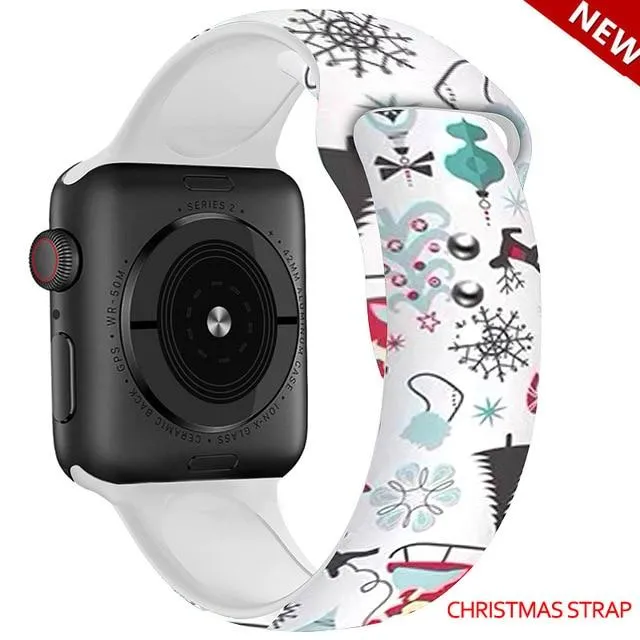 Silicone Strap For Apple Watchband 7 6 5 Waterproof Rubber Wristband