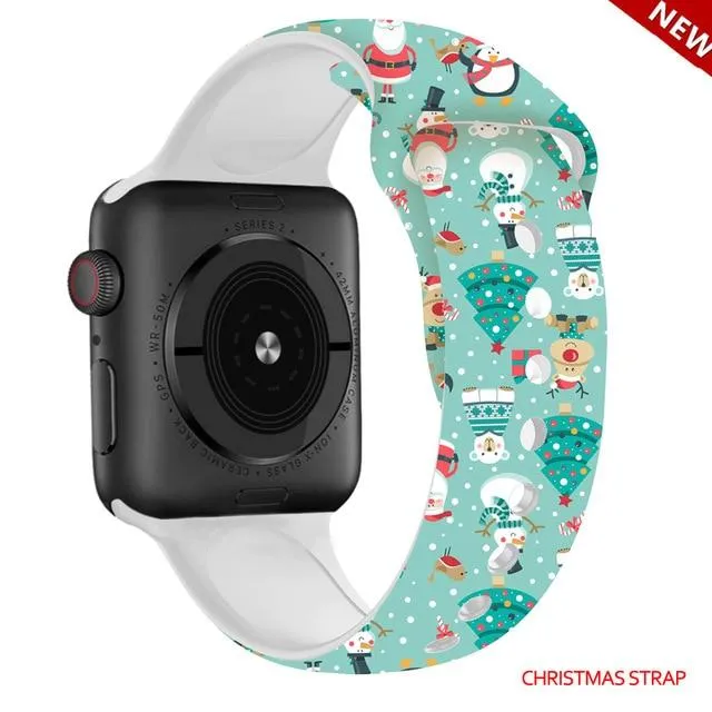 Silicone Strap For Apple Watchband 7 6 5 Waterproof Rubber Wristband