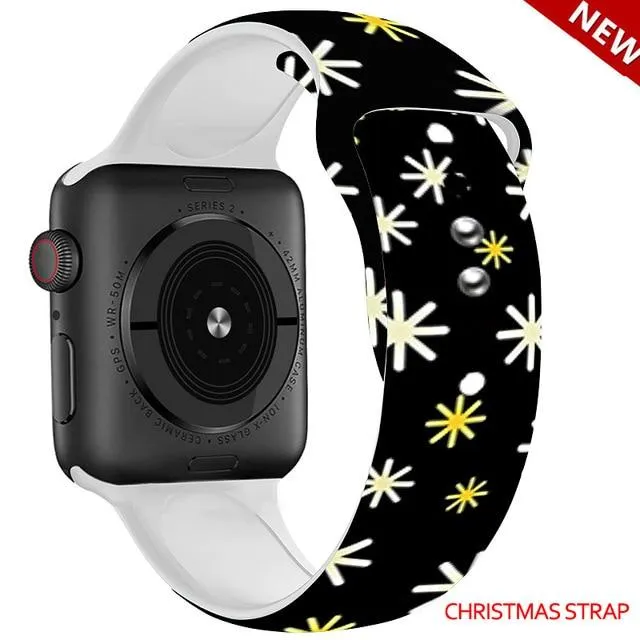 Silicone Strap For Apple Watchband 7 6 5 Waterproof Rubber Wristband