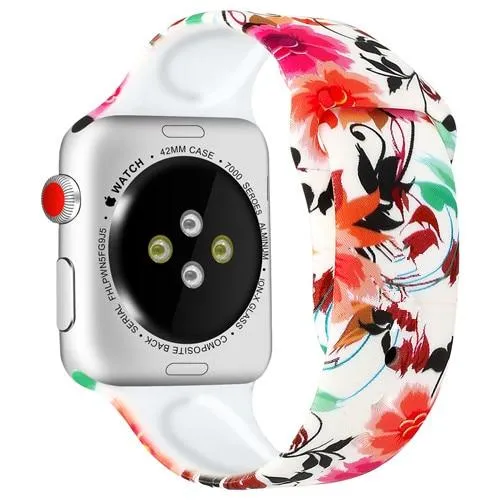 Silicone Strap For Apple Watchband 7 6 5 Waterproof Rubber Wristband