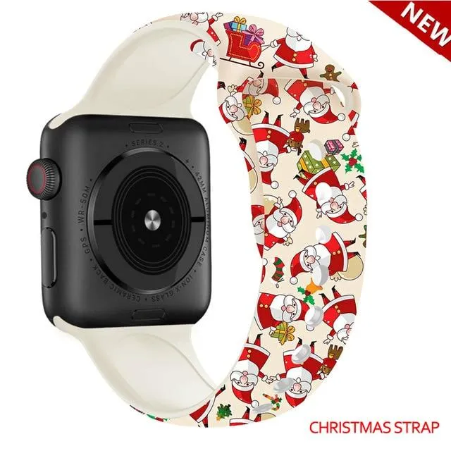 Silicone Strap For Apple Watchband 7 6 5 Waterproof Rubber Wristband