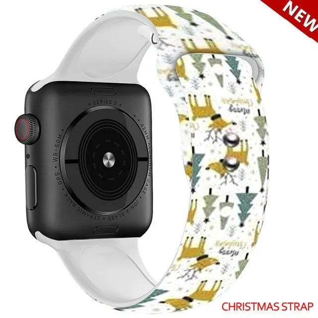 Silicone Strap For Apple Watchband 7 6 5 Waterproof Rubber Wristband