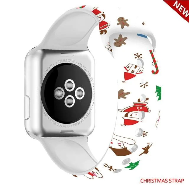 Silicone Strap For Apple Watchband 7 6 5 Waterproof Rubber Wristband