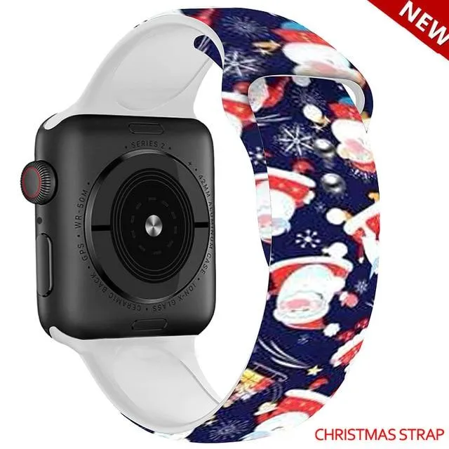 Silicone Strap For Apple Watchband 7 6 5 Waterproof Rubber Wristband