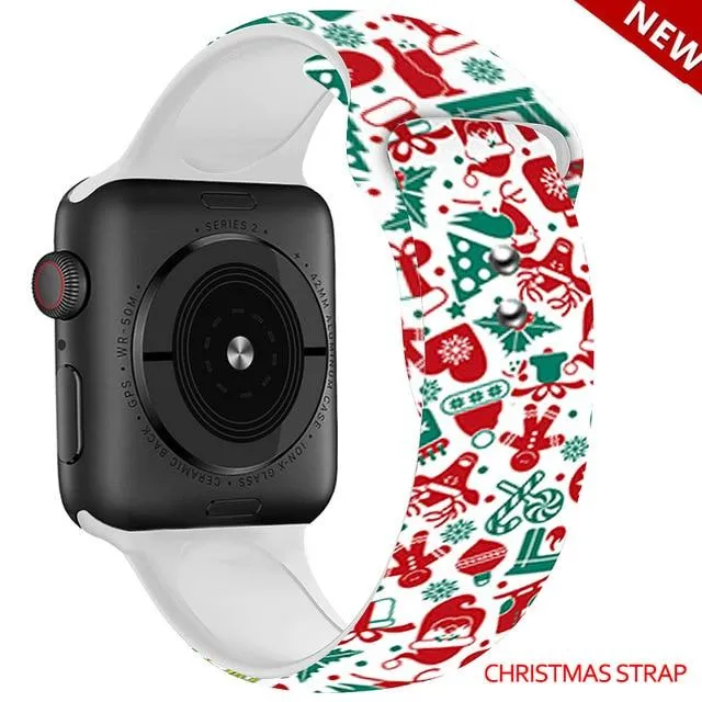 Silicone Strap For Apple Watchband 7 6 5 Waterproof Rubber Wristband