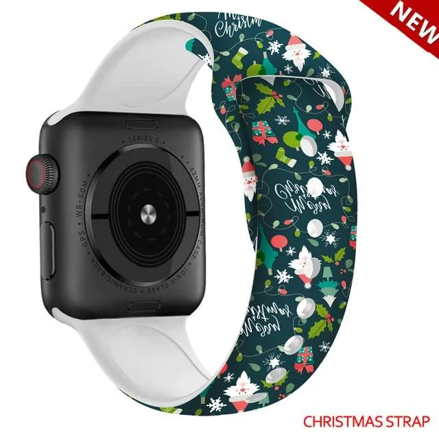 Silicone Strap For Apple Watchband 7 6 5 Waterproof Rubber Wristband