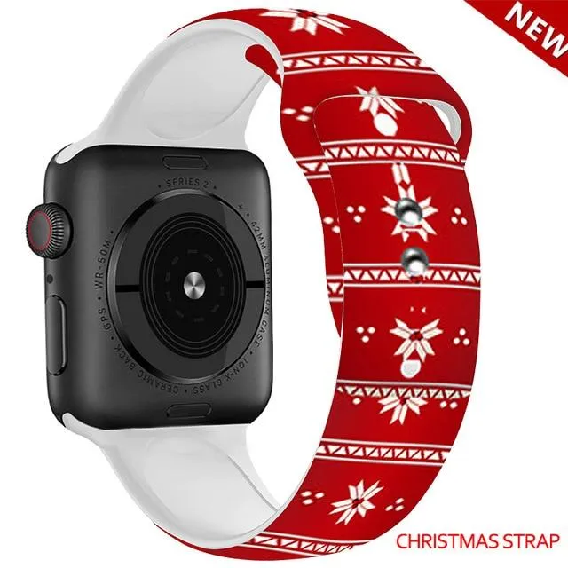 Silicone Strap For Apple Watchband 7 6 5 Waterproof Rubber Wristband