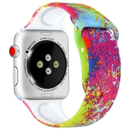 Silicone Strap For Apple Watchband 7 6 5 Waterproof Rubber Wristband