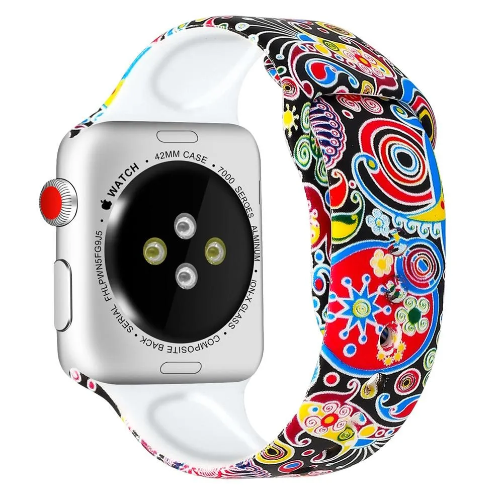 Silicone Strap For Apple Watchband 7 6 5 Waterproof Rubber Wristband