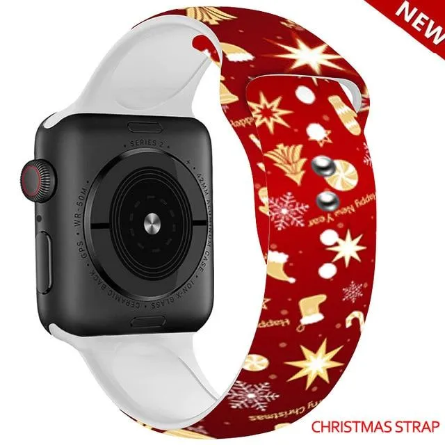 Silicone Strap For Apple Watchband 7 6 5 Waterproof Rubber Wristband
