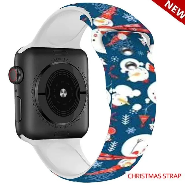 Silicone Strap For Apple Watchband 7 6 5 Waterproof Rubber Wristband