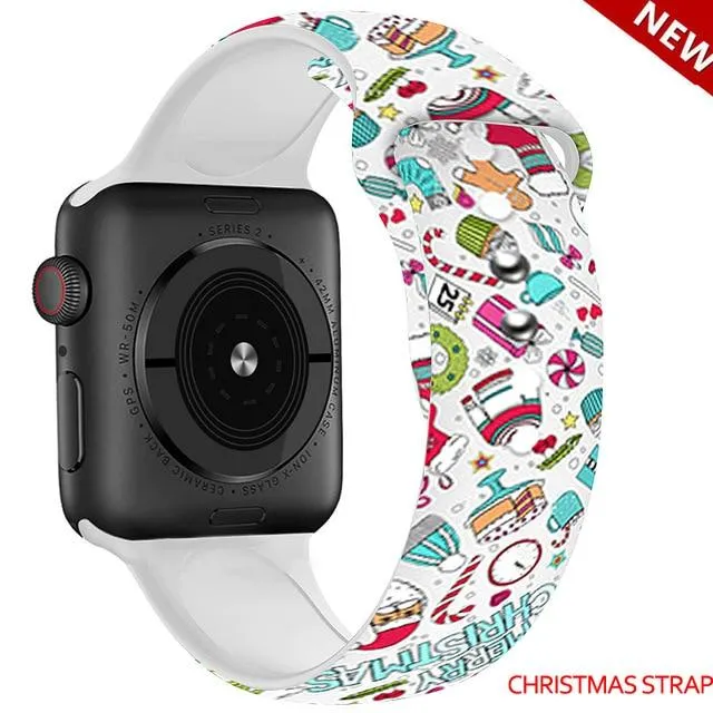 Silicone Strap For Apple Watchband 7 6 5 Waterproof Rubber Wristband