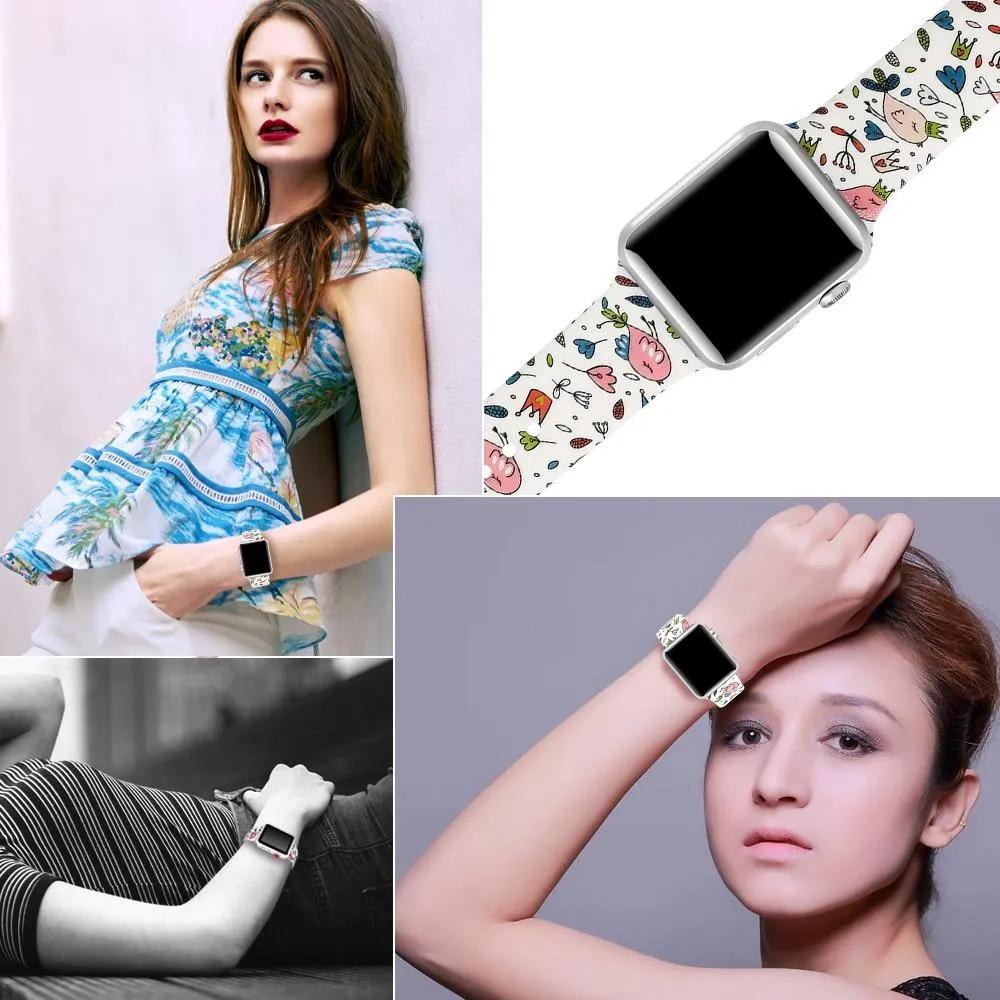Silicone Strap For Apple Watchband 7 6 5 Waterproof Rubber Wristband