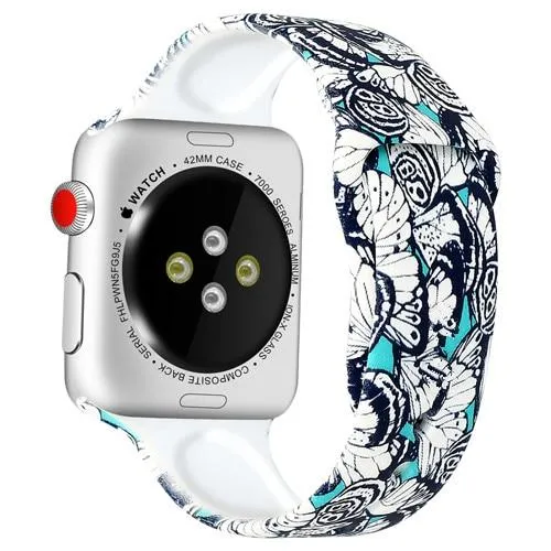 Silicone Strap For Apple Watchband 7 6 5 Waterproof Rubber Wristband