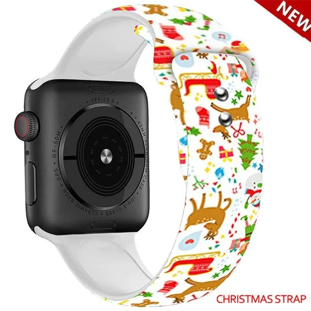 Silicone Strap For Apple Watchband 7 6 5 Waterproof Rubber Wristband