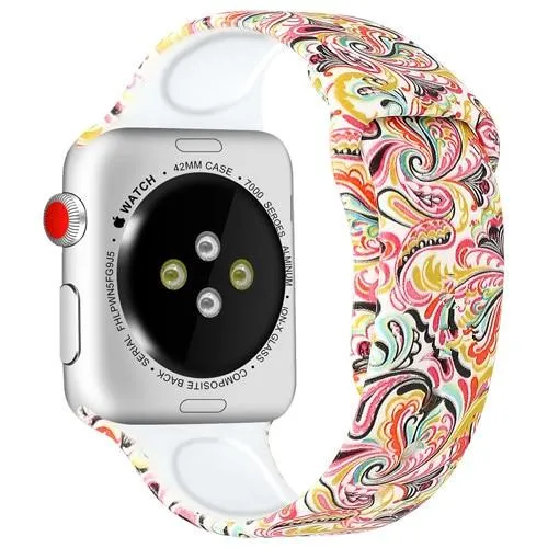 Silicone Strap For Apple Watchband 7 6 5 Waterproof Rubber Wristband