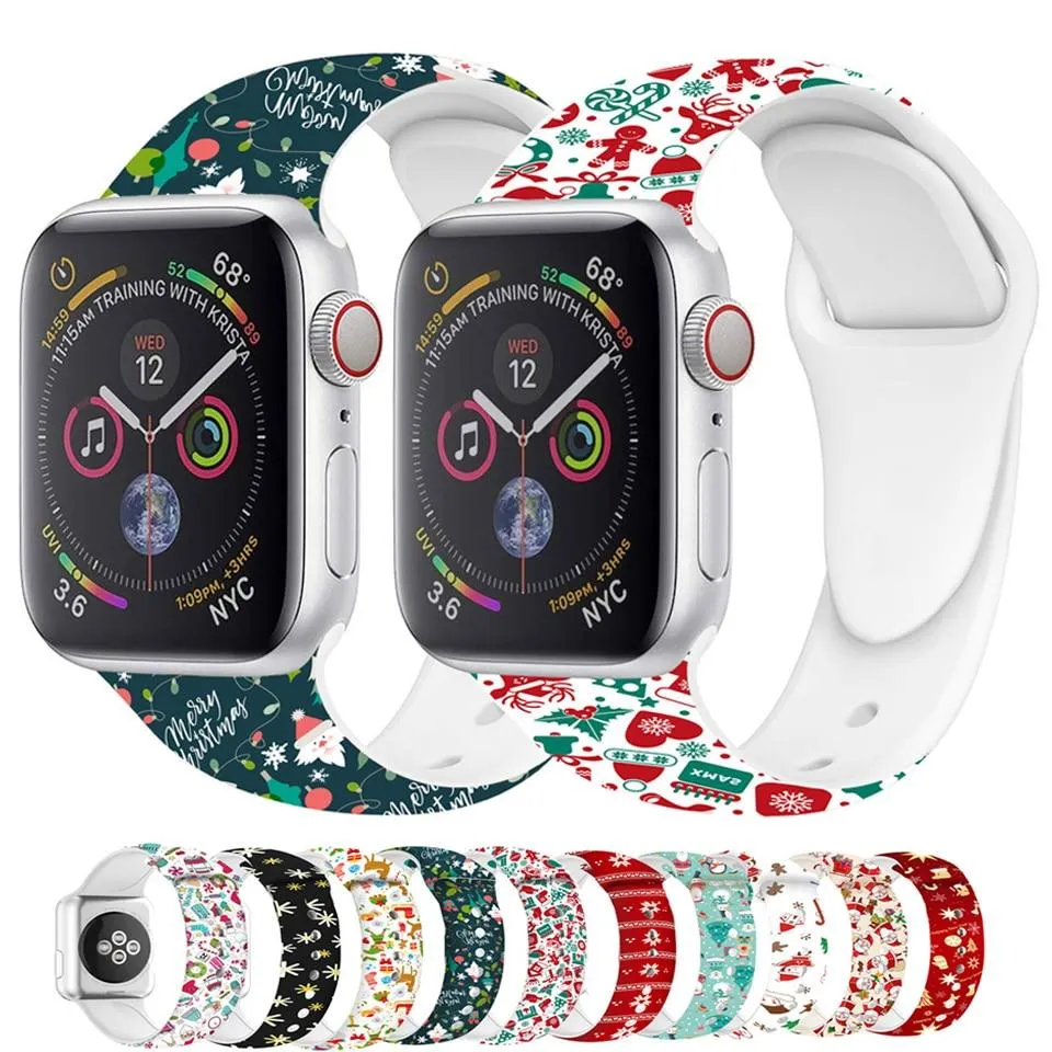 Silicone Strap For Apple Watchband 7 6 5 Waterproof Rubber Wristband