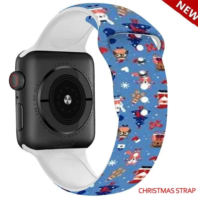 Silicone Strap For Apple Watchband 7 6 5 Waterproof Rubber Wristband