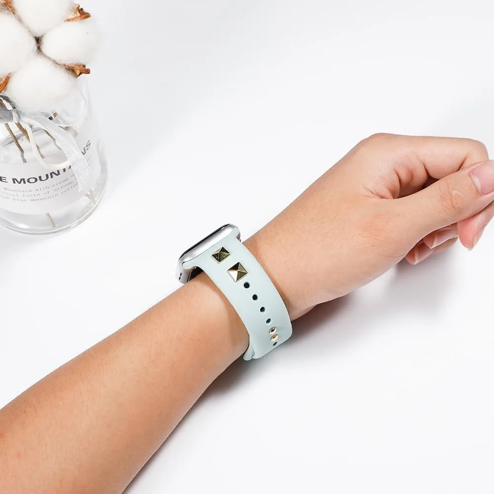 Silicone Strap Series Rubber Two Punk Rivet Style Wristband
