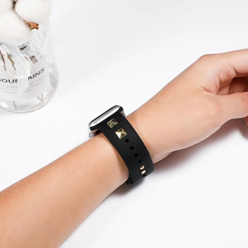 Silicone Strap Series Rubber Two Punk Rivet Style Wristband