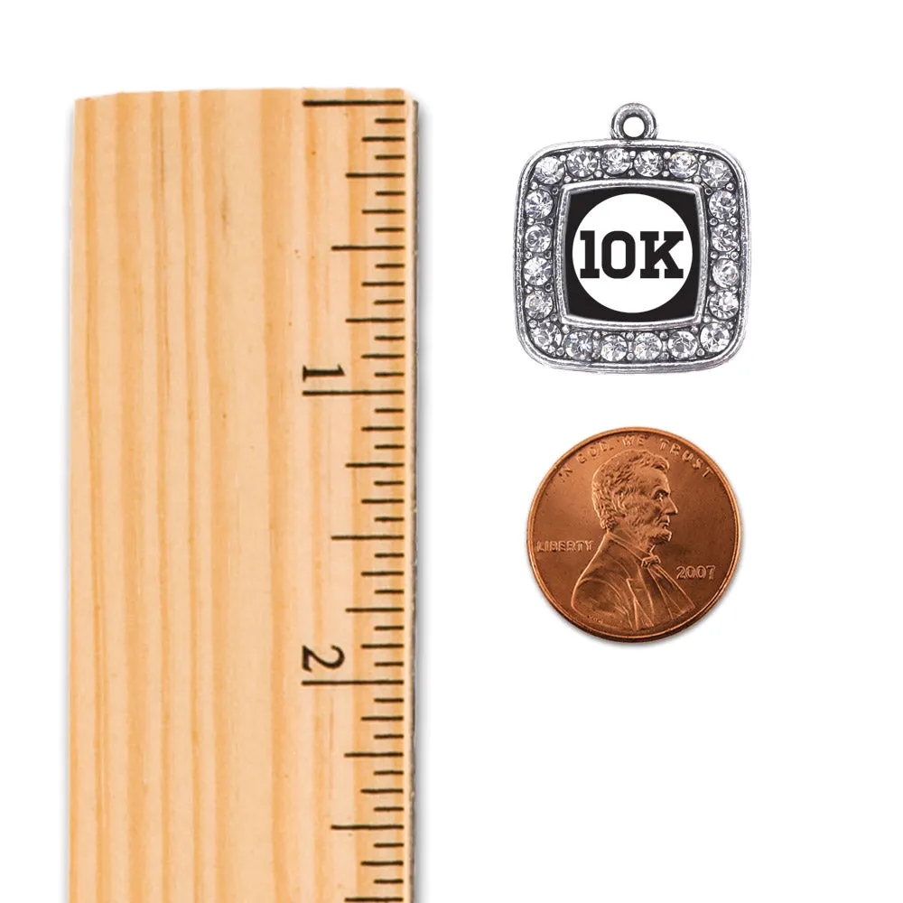 Silver 10k Runners Square Charm Toggle Bracelet