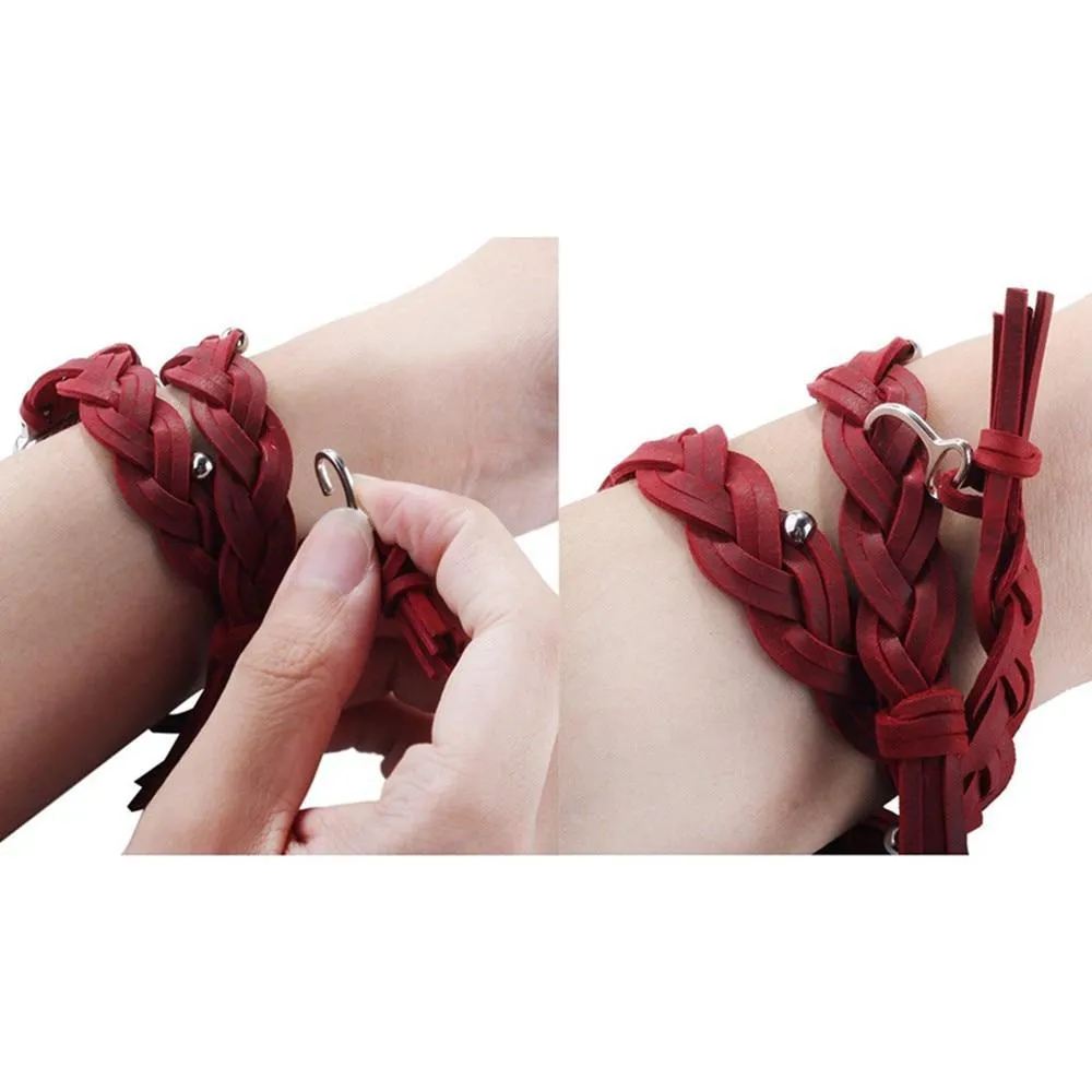 Silver Apple Watch Leather Band Double Handmade women Braided Strap