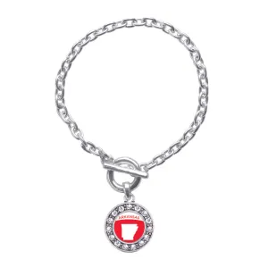 Silver Arkansas Outline Circle Charm Toggle Bracelet