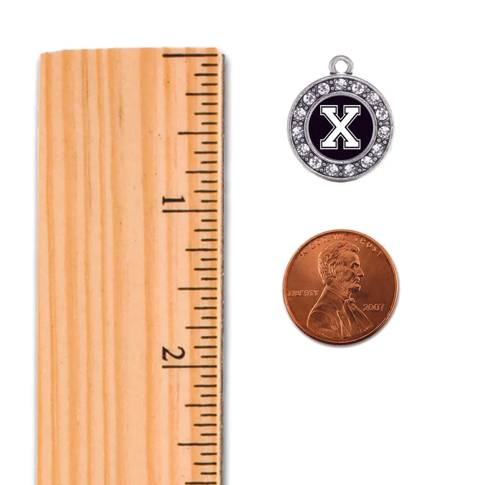 Silver Baseball Bat - Sports Initial X Circle Charm Toggle Bracelet