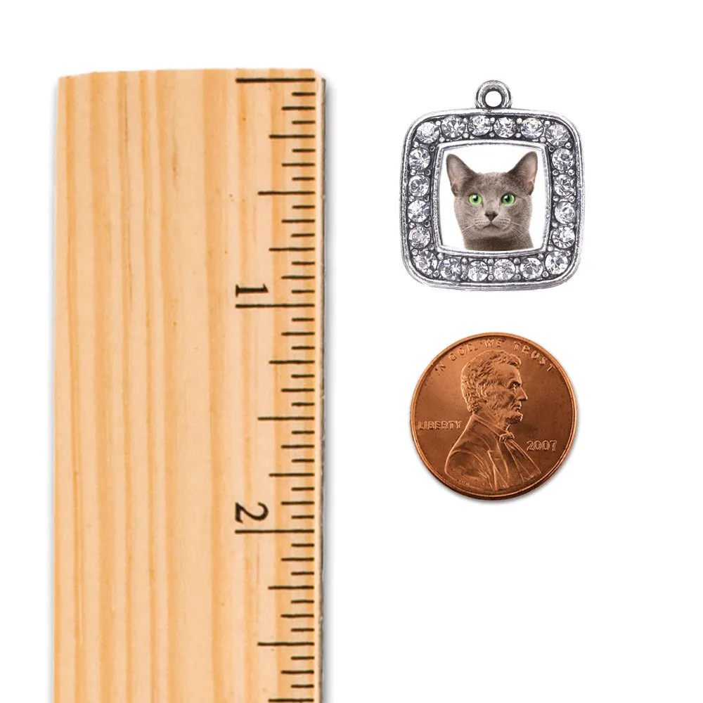 Silver Birman Cat Square Charm Braided Bracelet