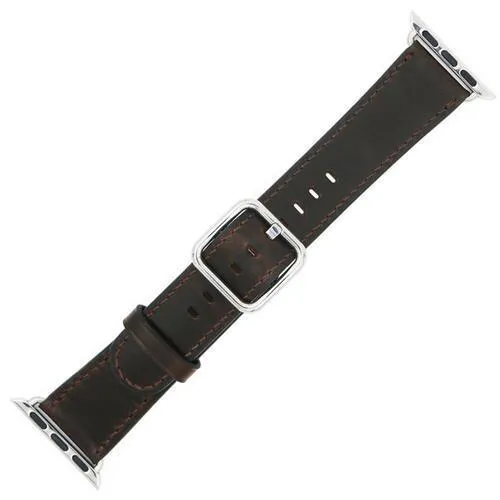 Silver buckle Apple Watch Band Premium Leather Strap Series