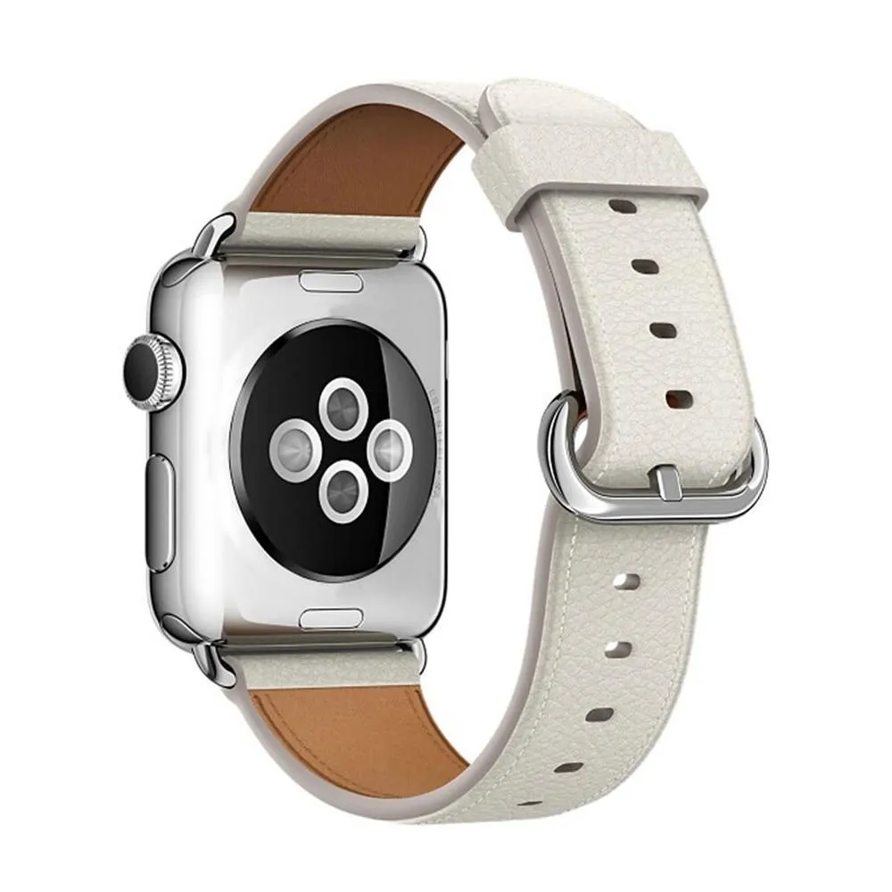 Silver buckle Apple Watch Band Premium Leather Strap Series