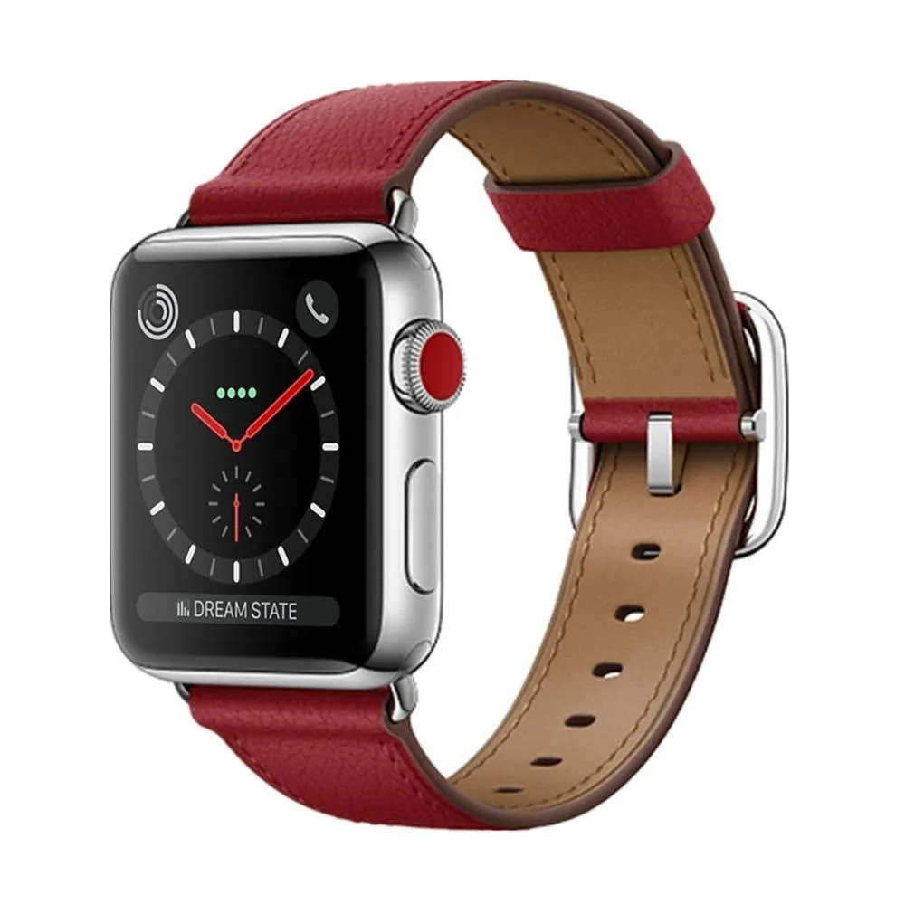 Silver buckle Apple Watch Band Premium Leather Strap Series