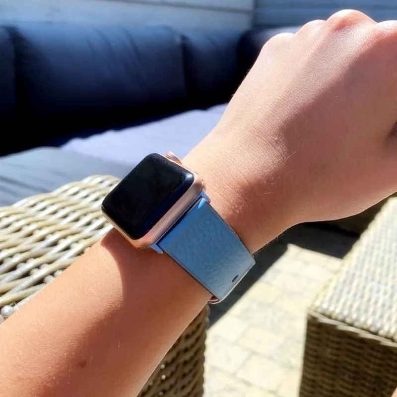 Silver buckle Apple Watch Band Premium Leather Strap Series