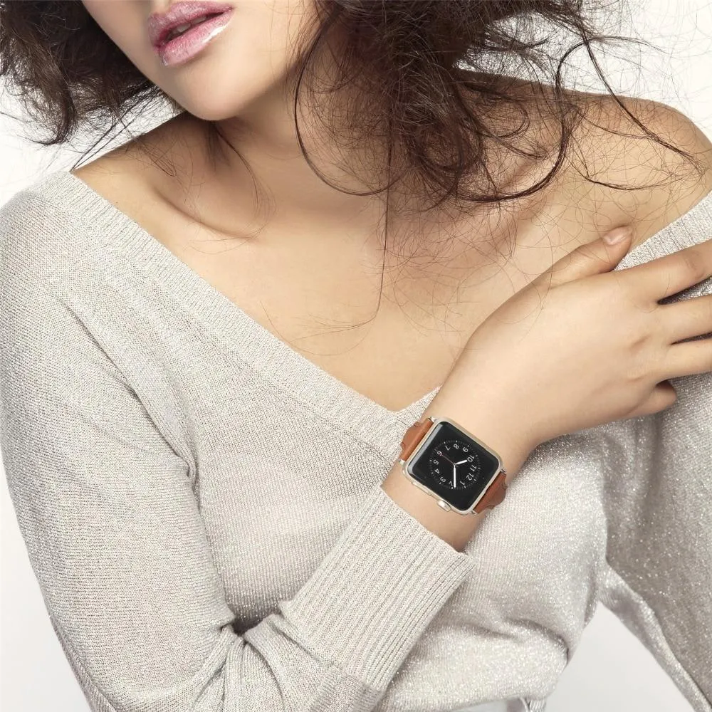 Silver buckle Slim Band, Cow Leather Strap iWatch Series
