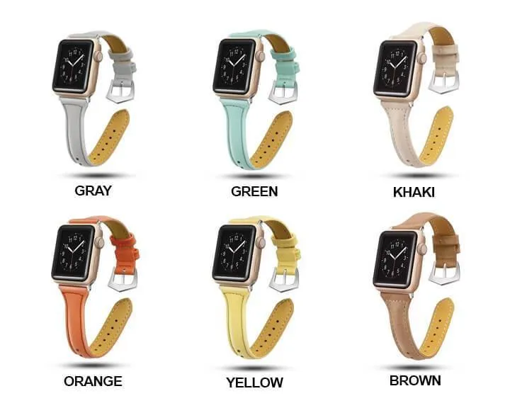 Silver buckle Slim Band, Cow Leather Strap iWatch Series