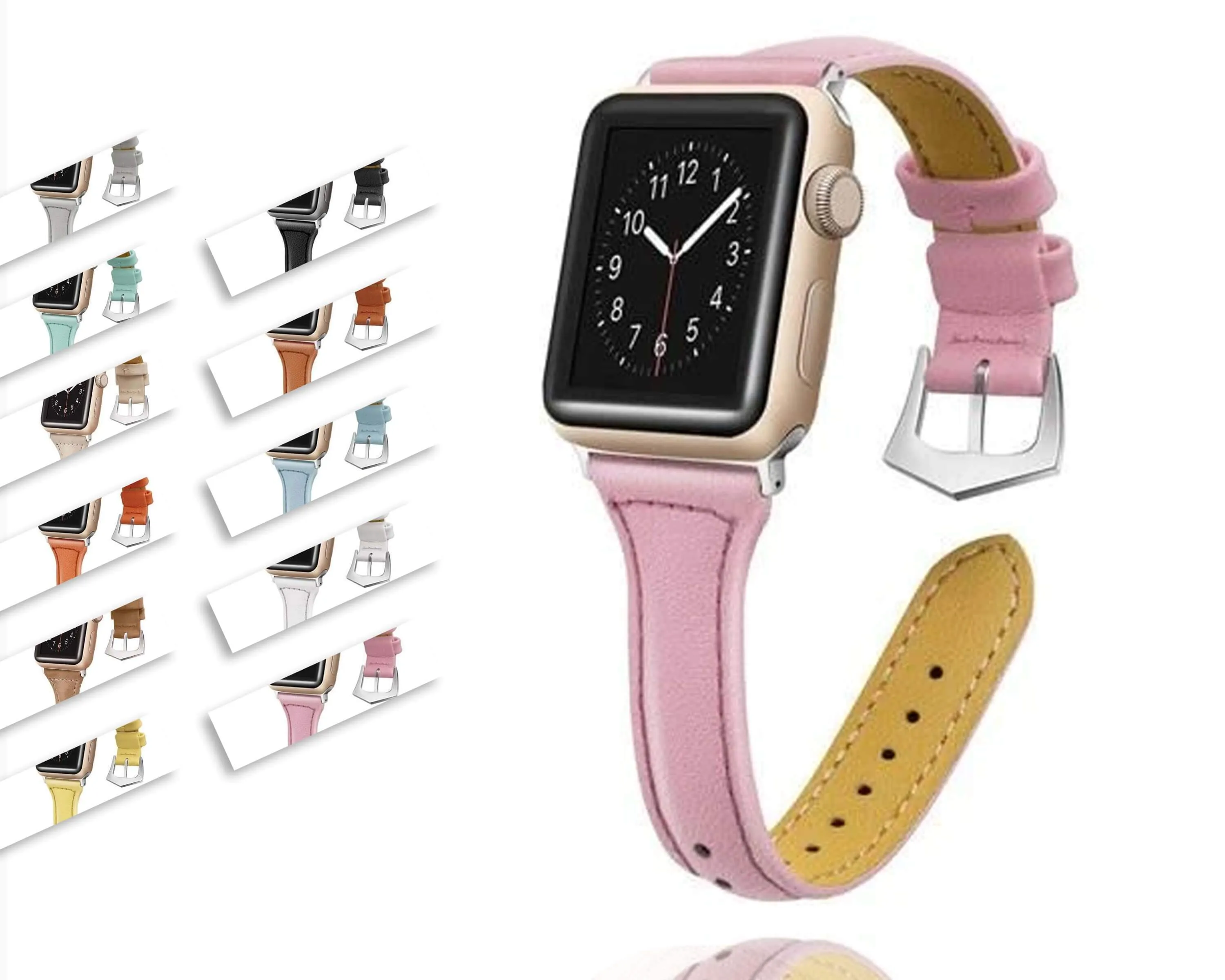 Silver buckle Slim Band, Cow Leather Strap iWatch Series