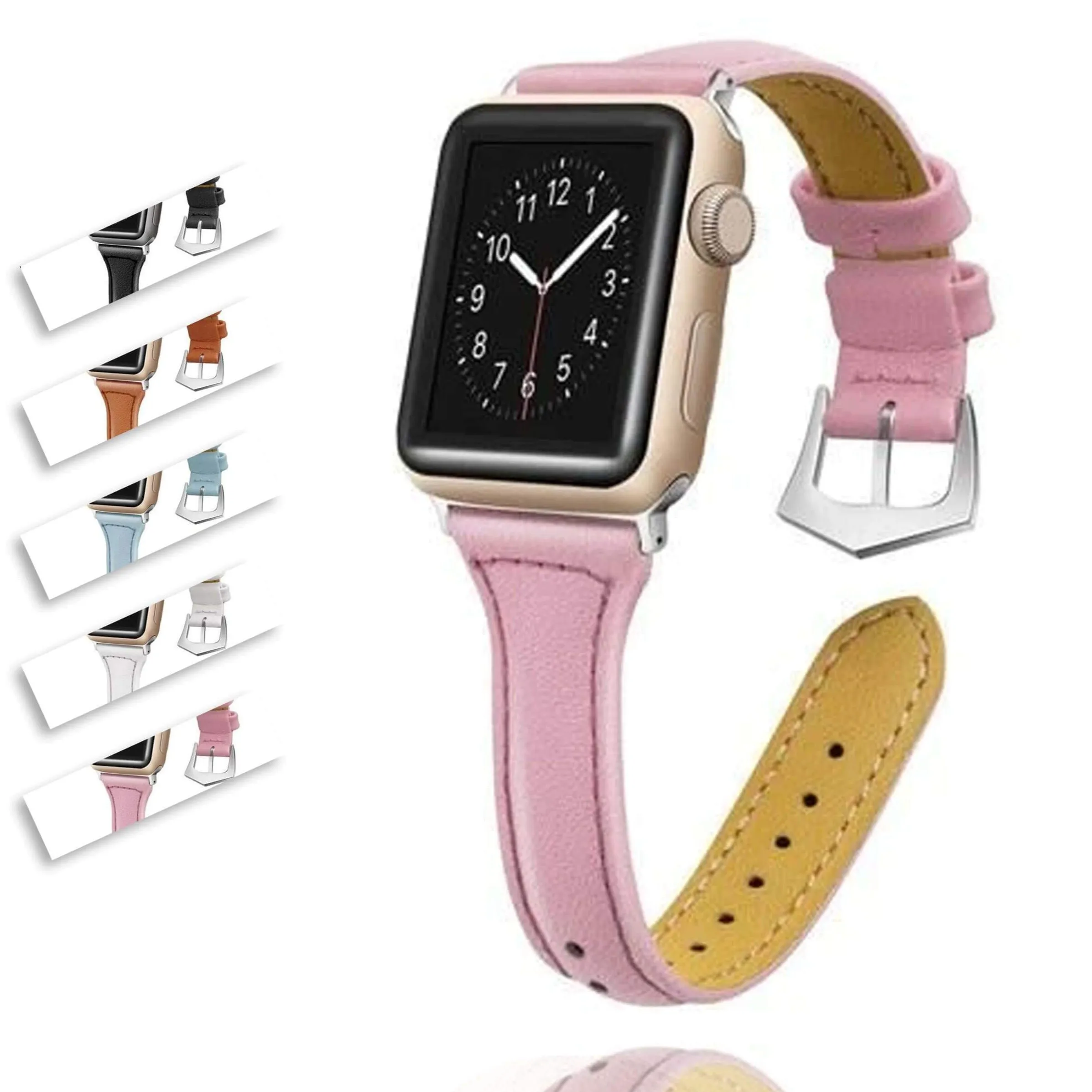 Silver buckle Slim Band, Cow Leather Strap iWatch Series