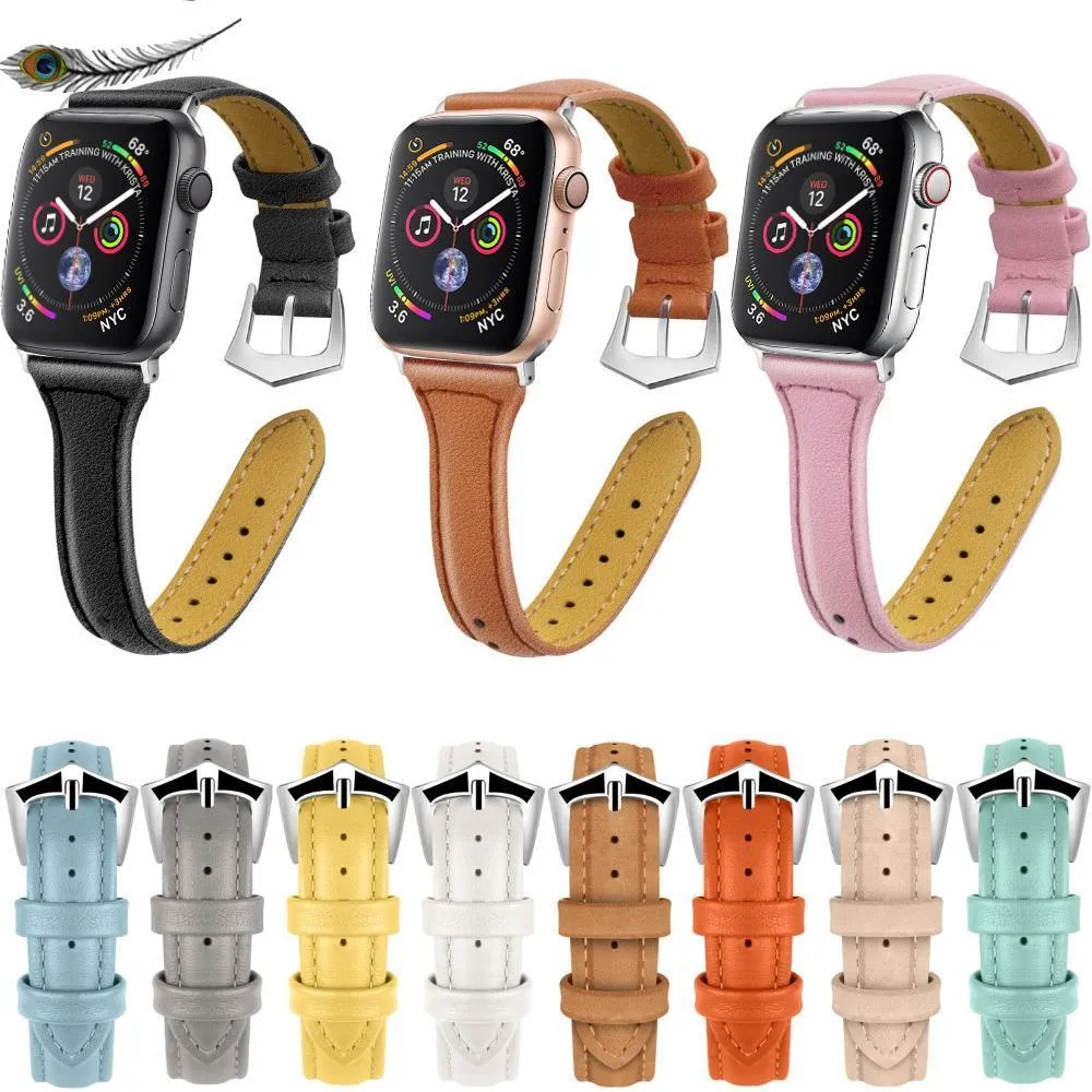 Silver buckle Slim Band, Cow Leather Strap iWatch Series